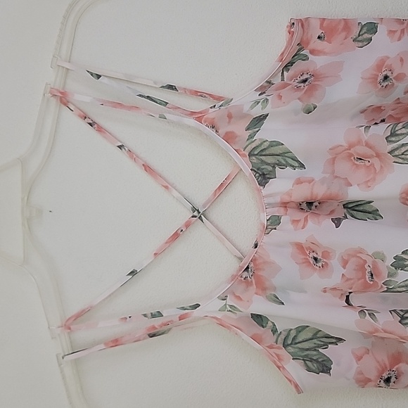 Forever 21 Floral Pink Layered Spaghetti Straps Women's Top S - Picture 2 of 10